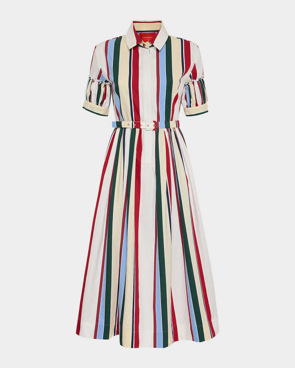 Striped Belted Midi Dress